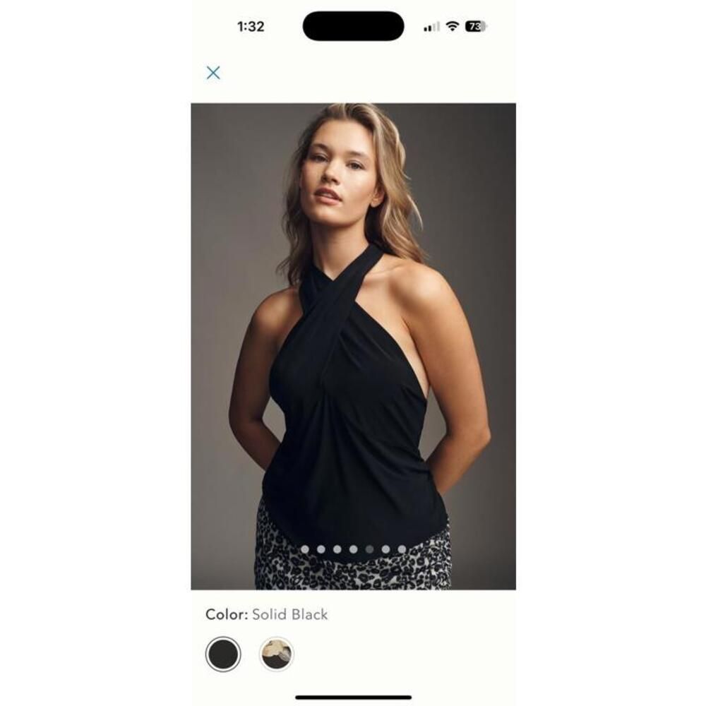 By Anthropologie Tie-Neck Shirred Halter Top